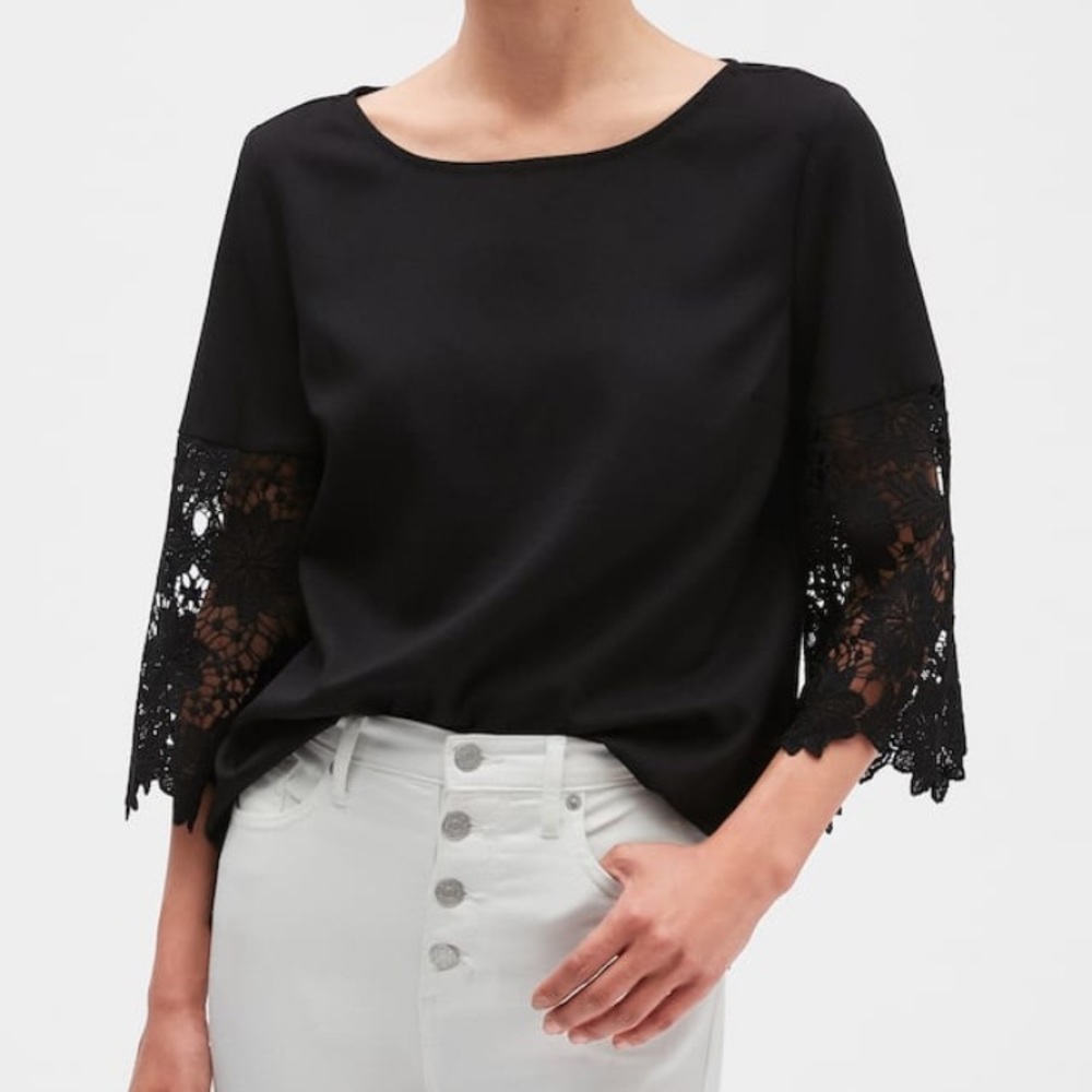 Price is firm ❣️ NWT black shirt with lace sleeves
